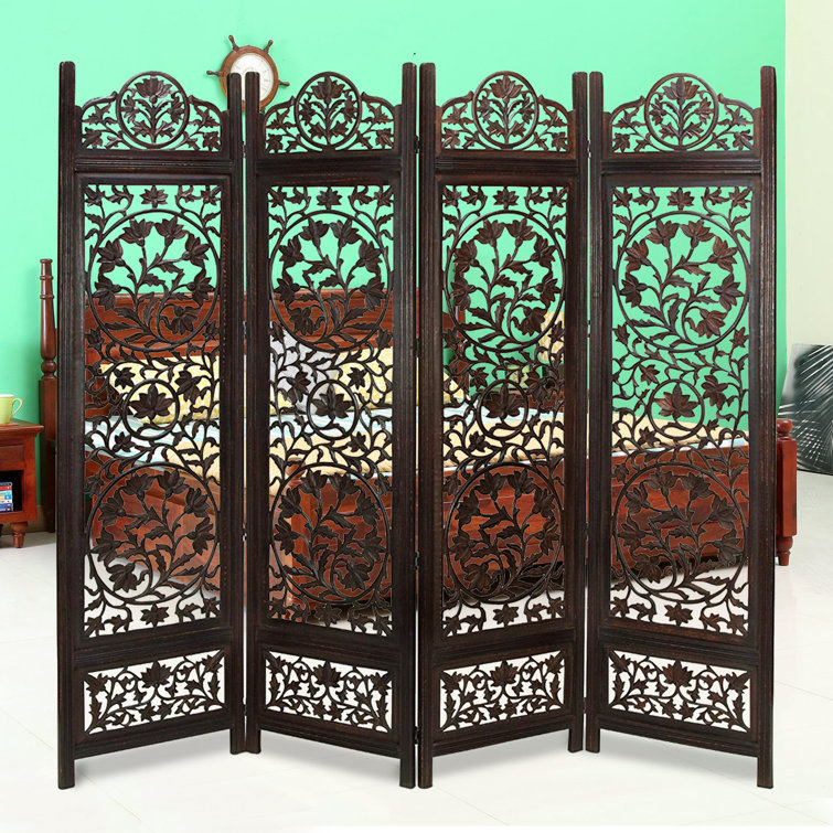Lark Manor Pyper 80'' W x 72'' H 4 Panel Solid Wood Folding Room